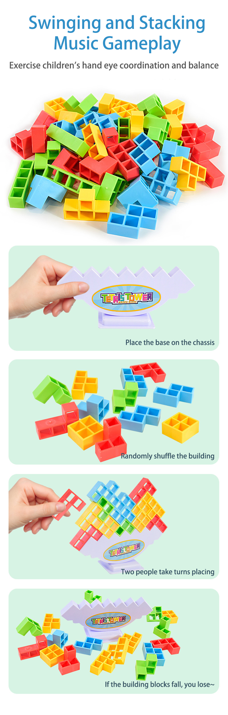 Thumbnail of Children’s tetris stacking building blocks game 4